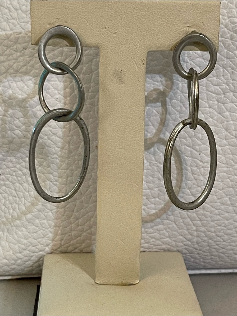 Sterling Silver Multi-Link Drop Earrings - Oxidized Silver